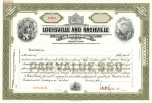Louisville and Nashville Railroad Co. - Stock Certificate