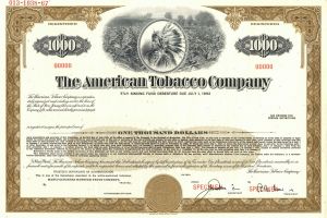 American Tobacco Co. - $1,000 Specimen Bond