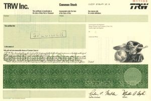 TRW Inc. - Stock Certificate
