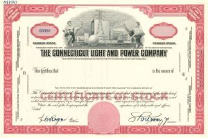 Connecticut Light and Power Co. - Stock Certificate