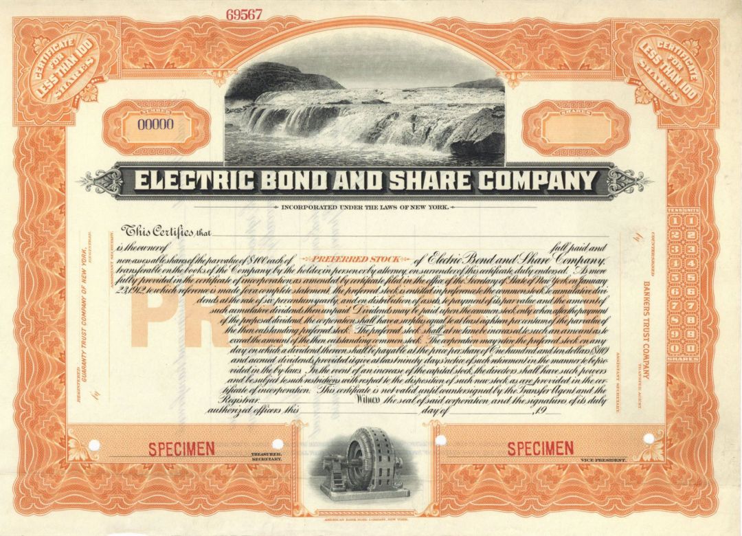 Electric Bond and Share Co. - Stock Certificate