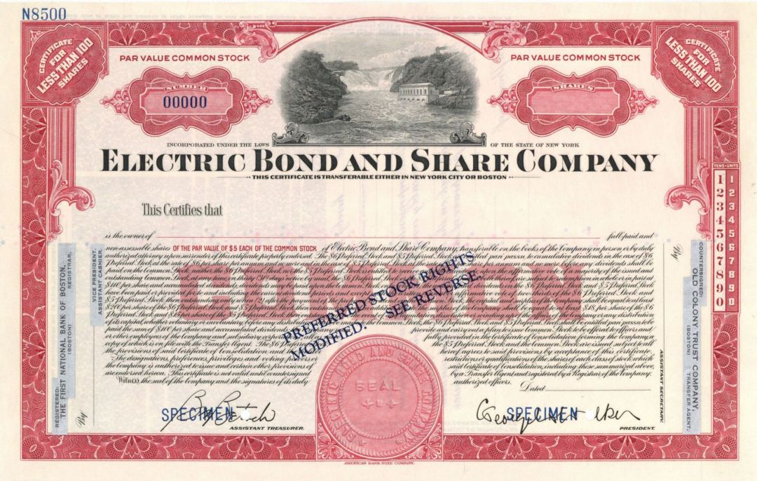 Electric Bond and Share Co. - Stock Certificate