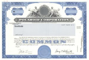 Polaroid Corporation - Specimen Stock Certificate - Famous Camera & Electronics Company