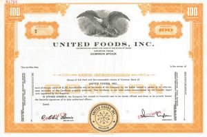 United Foods, Inc - Houston, Texas - Specimen Stock Certificate