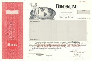 Borden, Inc. - 1978 Specimen Stock Certificate