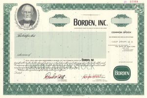 Borden, Inc. - 1986 Specimen Stock Certificate
