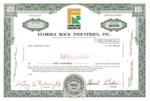 Florida Rock Industries, Inc. - Specimen Stock Certificate