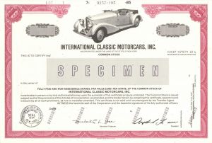 International Classic Motorcars, Inc. - Specimen Stock