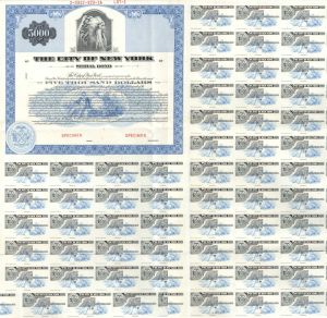 City of New York Serial Bond - Specimen Bond