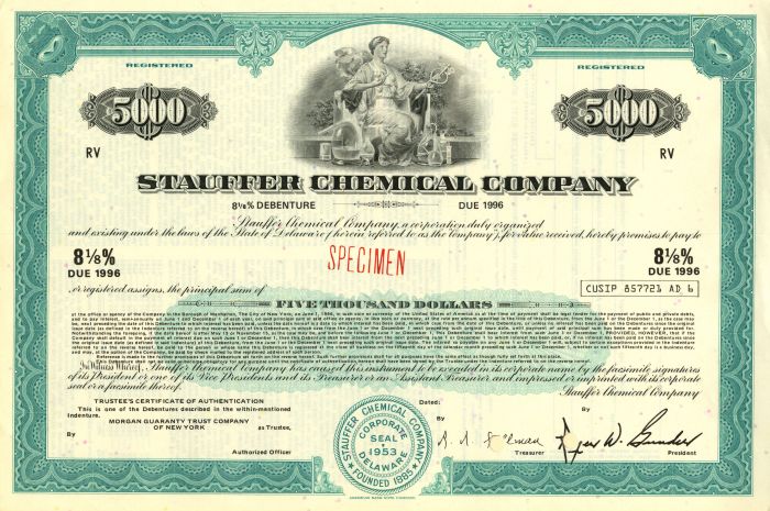 Stauffer Chemical Co. - various denominations - Bond
