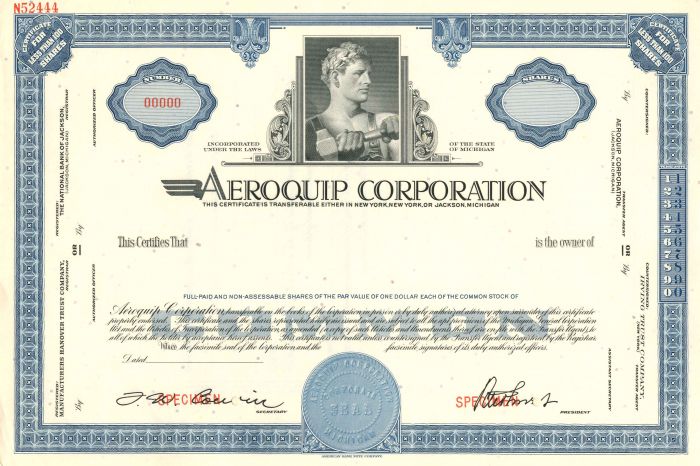 Aeroquip Corporation - Stock Certificate