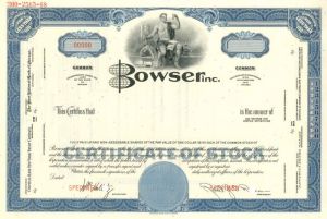 Bowser, Inc. - Stock Certificate