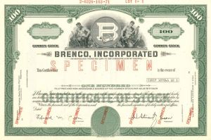 Brenco, Incorporated - Stock Certificate