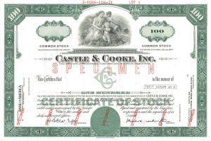 Castle and Cooke, Inc. - Hawaiian Specimen Stock Certificate