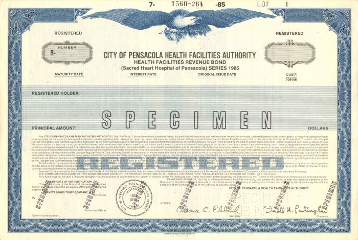 City of Pensacola Health Facilities Authority - Bond