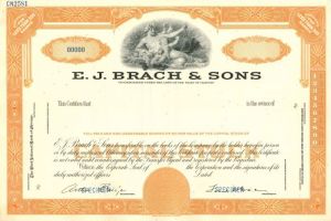 E.J. Brach and Sons - Confectionary Specimen Stock Certificate