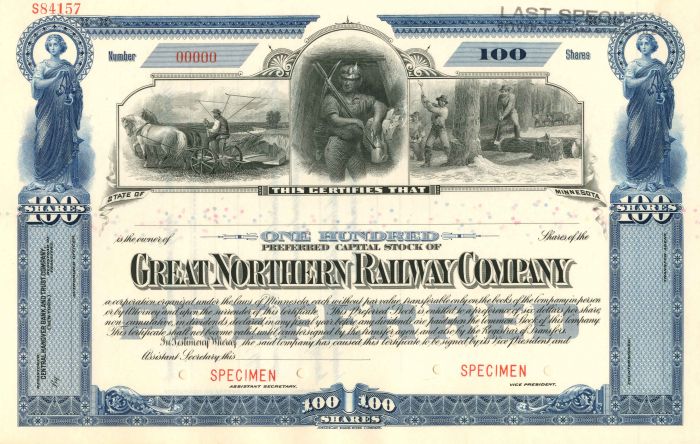 Great Northern Railway Co. - Specimen Stock Certificate