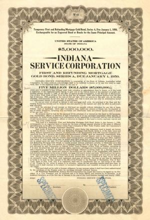 Indiana Service Corporation - $5,000,000 - Bond