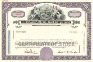 International Products Corporation - Stock Certificate