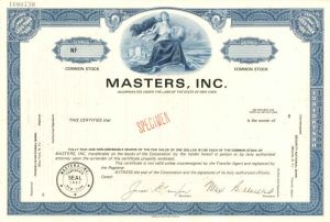 Masters, Inc. - Stock Certificate