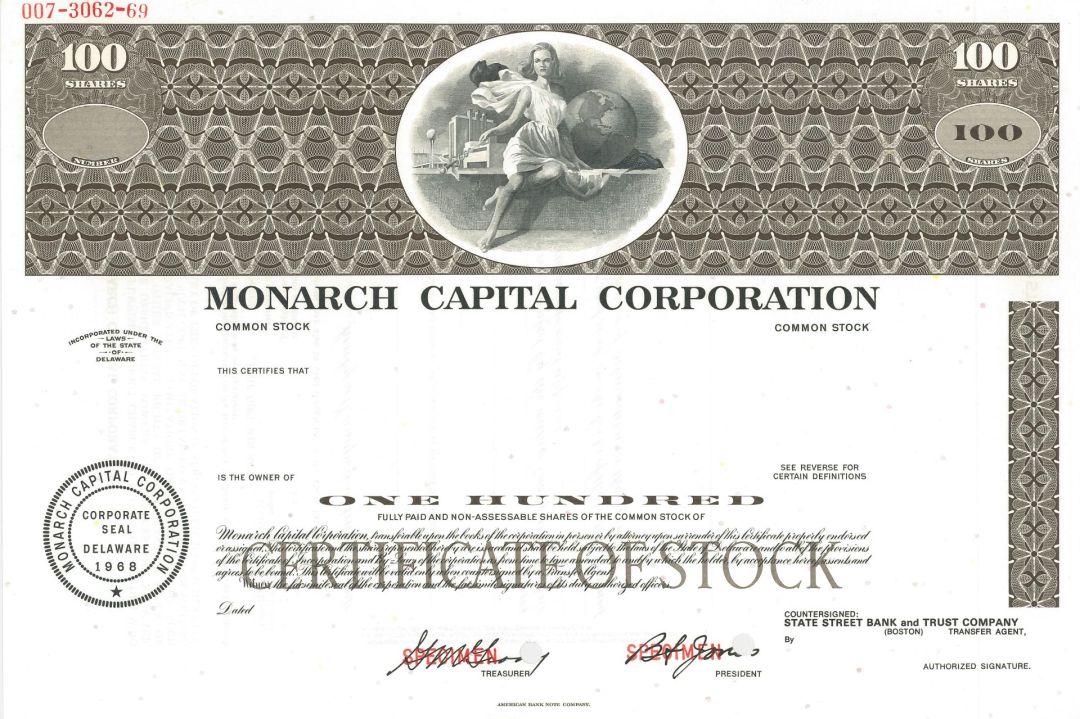 Monarch Capital Corporation - Stock Certificate