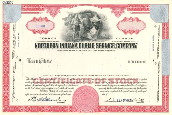 Northern Indiana Public Service Co. - Utility Specimen Stock Certificate