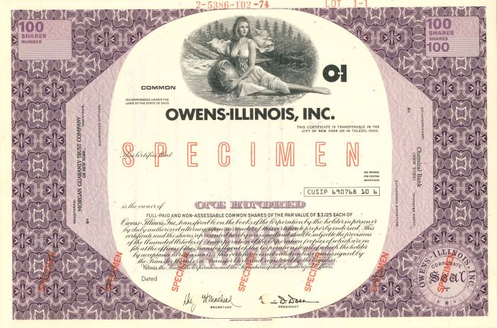 Owens-Illinois, Inc. - Specimen Stock Certificate