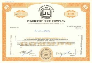 Penobscot Shoe Co. - Specimen Stock Certificate