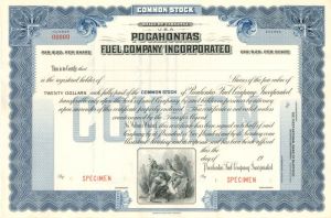Pocahontas Fuel Co. Incorporated - Specimen Stock Certificate