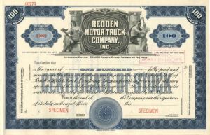 Redden Motor Truck Co., Inc. - Stock Certificate