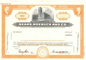 Sears, Roebuck and Co. - Orange Specimen Stock Certificate