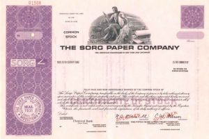 Sorg Paper Co. - Stock Certificate