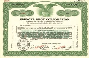 Spencer Shoe Corporation - Stock Certificate