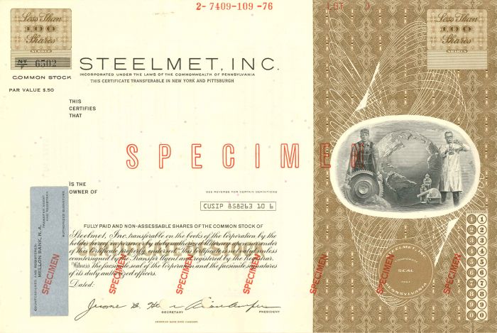 Steelmet, Inc. - Stock Certificate