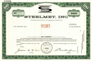 Steelmet, Inc. - Stock Certificate