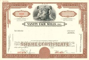 Vanity Fair Mills, Inc. - Stock Certificate