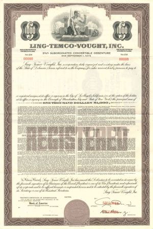 Ling-Temco-Vought, Inc. - $1,000 - Bond