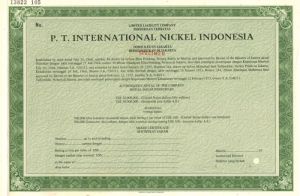 P.T. International Nickel Indonesia - Specimen Stock Certificate