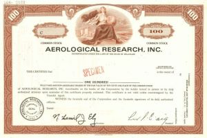Aerological Research, Inc. - Stock Certificate