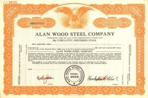 Alan Wood Steel Co. - Stock Certificate