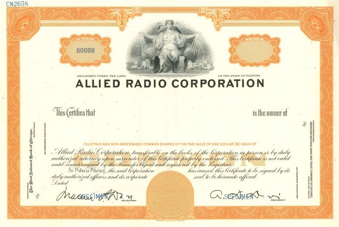 Allied Radio Corporation - Stock Certificate