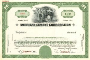 American Cement Corporation - Stock Certificate