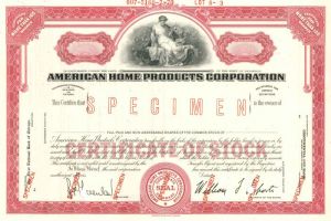 American Home Products Corporation - Stock Certificate