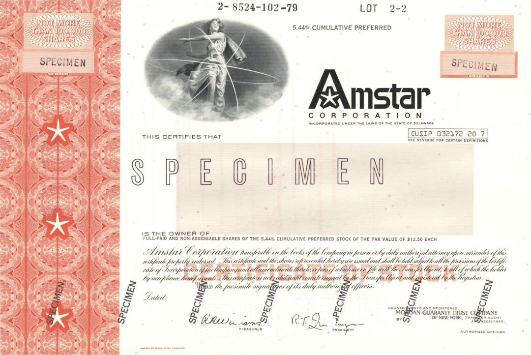 Amstar Corporation - Specimen Stock Certificate - Domino Foods, Inc.