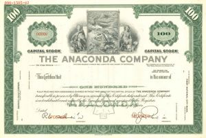 Anaconda Co. - Specimen Stock Certificate