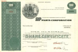 AP Parts Corporation - Specimen Stock Certificate