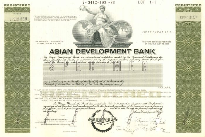 Asian Development Bank - Stock Certificate