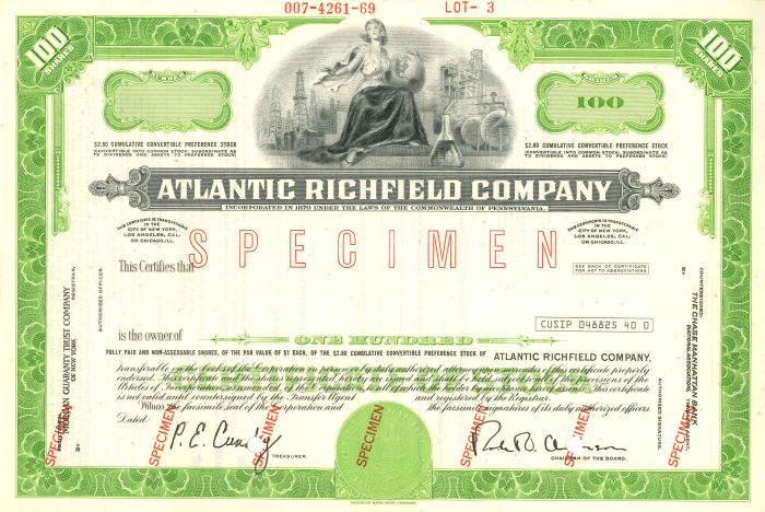 Atlantic Richfield Co. - Stock Certificate