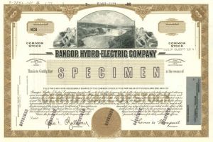 Bangor Hydro-Electric Company - Stock Certificate