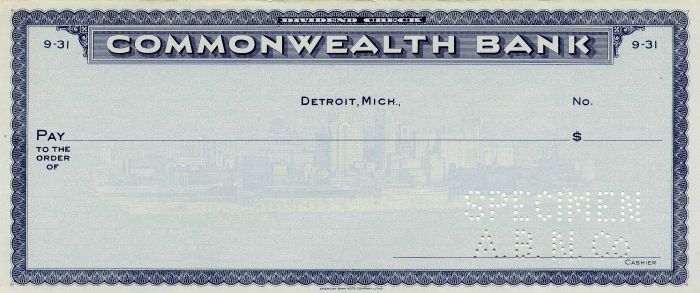 Commonwealth Bank - Specimen Check